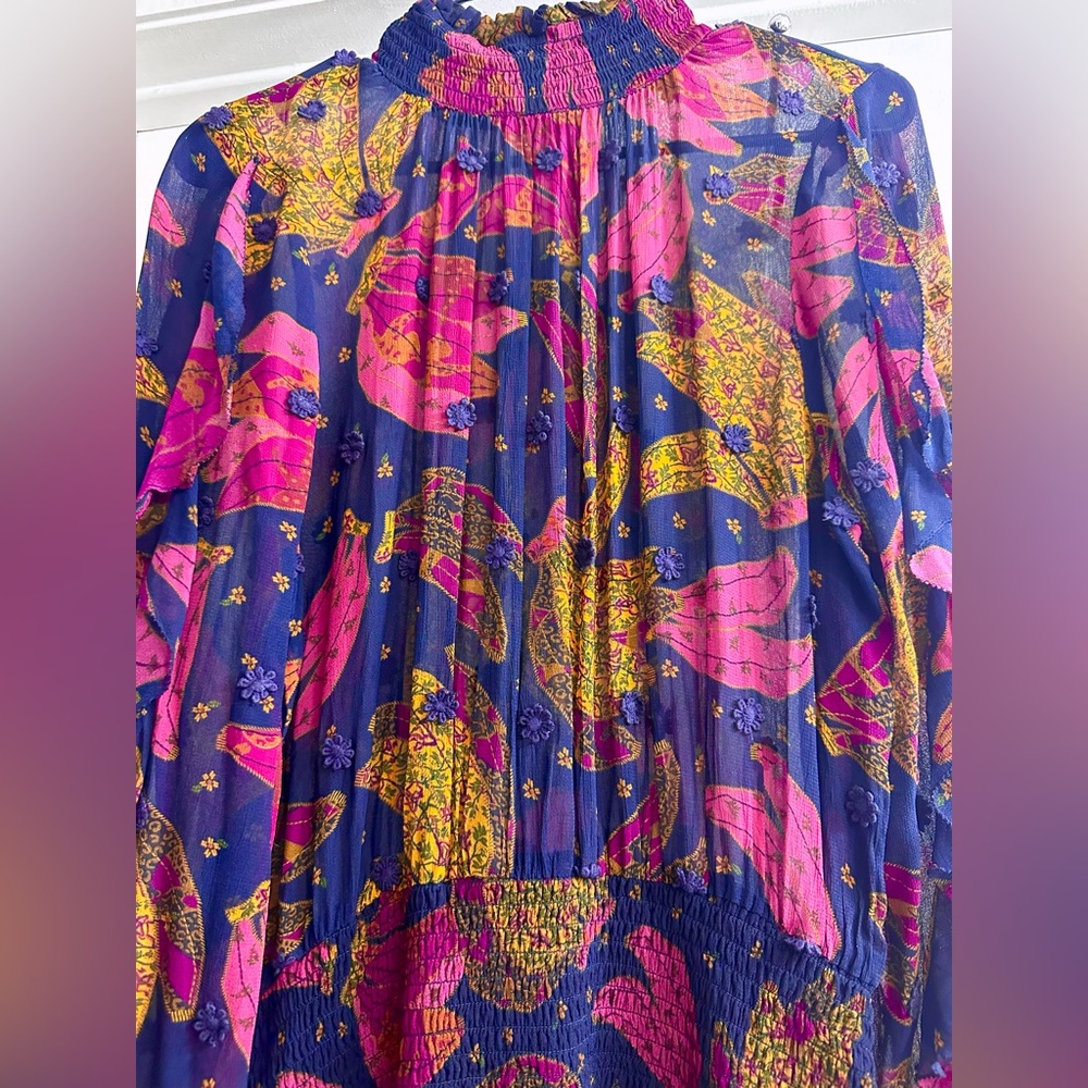 Farm Rio Patchwork Bananas High Neck Maxi Dress Absolutely Stunning!! Fit M/L - Picture 6 of 9